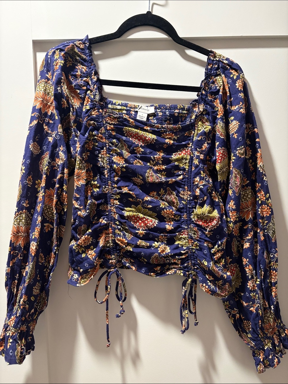 Floral Ruched Top in Navy Floral